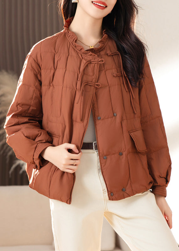 WW | Fringed Button Patchwork Fine Cotton-Padded Coats Ruffle Winter