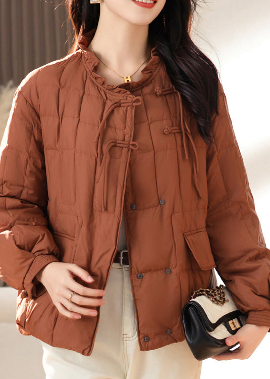 WW | Fringed Button Patchwork Fine Cotton-Padded Coats Ruffle Winter