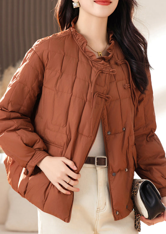 WW | Fringed Button Patchwork Fine Cotton-Padded Coats Ruffle Winter