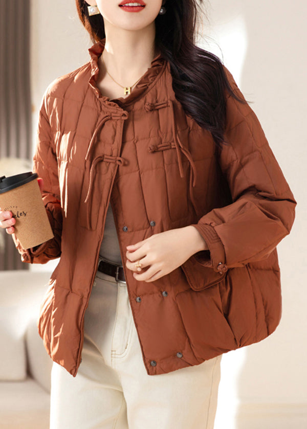 WW | Fringed Button Patchwork Fine Cotton-Padded Coats Ruffle Winter