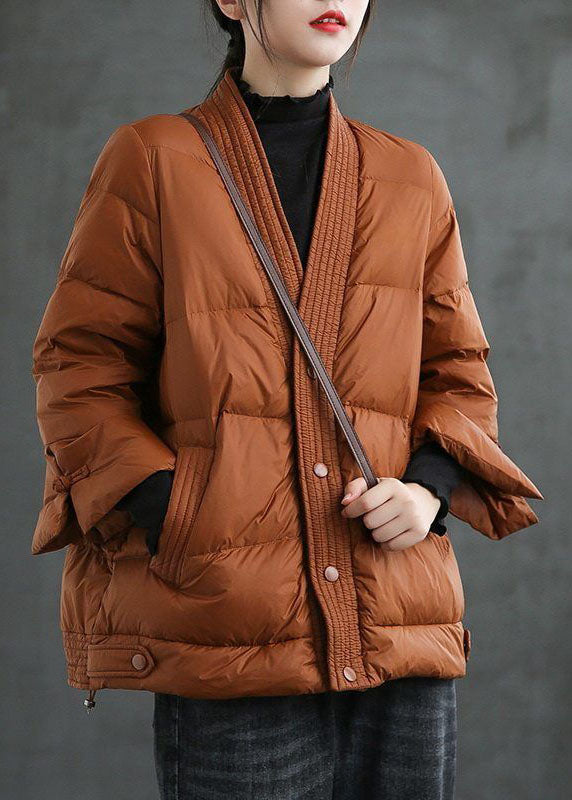 WW | V-neck Button Thick Fashion Winter Duck Down Jackets