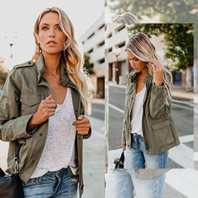 WW | Jacket Pockets Zipper Short Jacket Women's Jacket