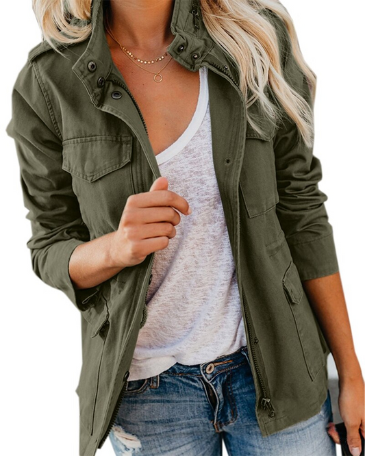 WW | Jacke Taschen Reißverschluss Kurze Jacke Damenjacke