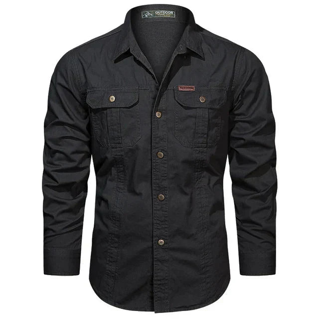 WW | Shirt Long Sleeve Lapel Collar Button Up Shirt Men's Shirt