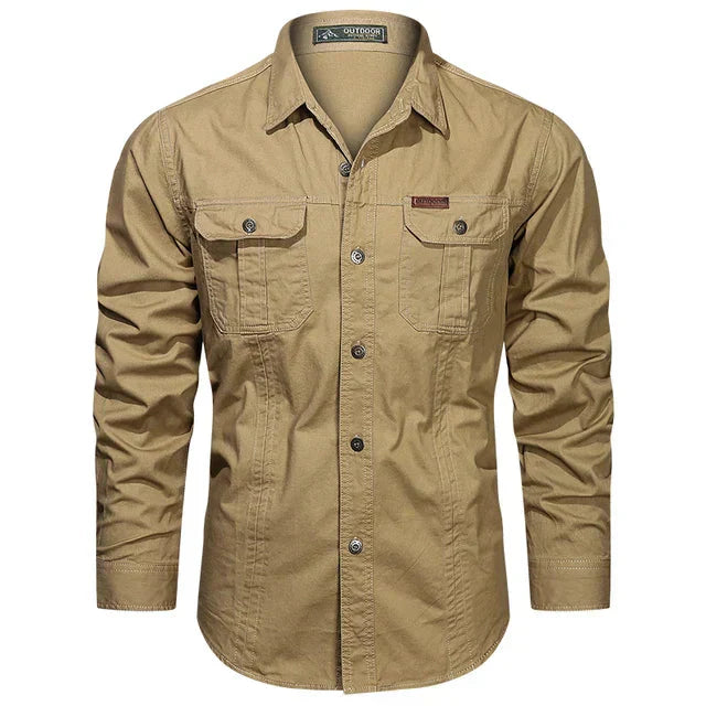 WW | Shirt Long Sleeve Lapel Collar Button Up Shirt Men's Shirt