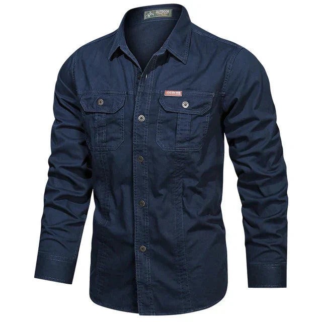 WW | Shirt Long Sleeve Lapel Collar Button Up Shirt Men's Shirt