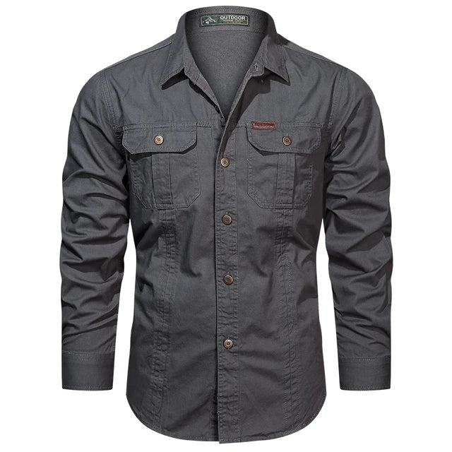 WW | Shirt Long Sleeve Lapel Collar Button Up Shirt Men's Shirt