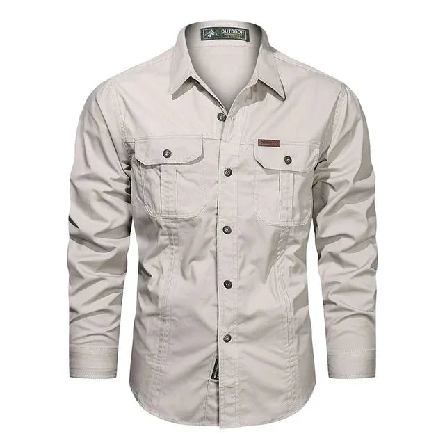 WW | Shirt Long Sleeve Lapel Collar Button Up Shirt Men's Shirt