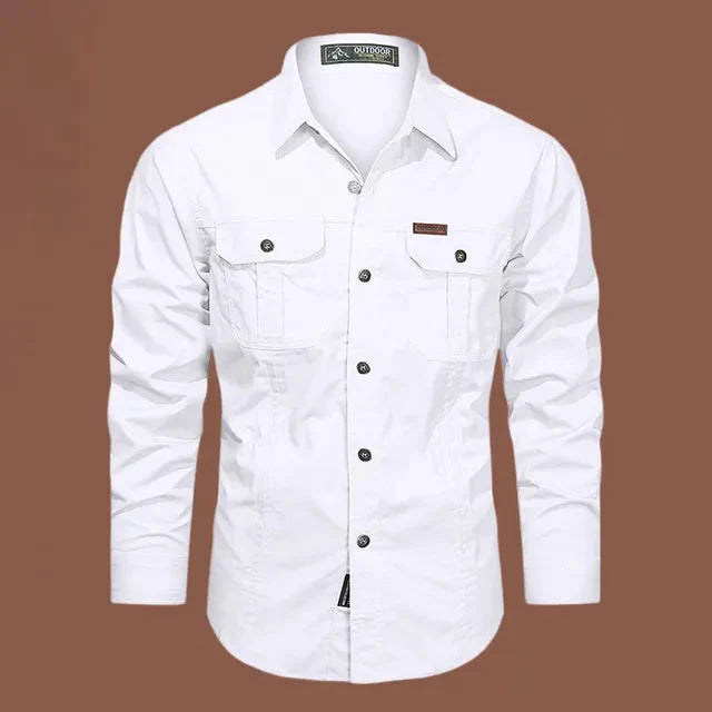 WW | Shirt Long Sleeve Lapel Collar Button Up Shirt Men's Shirt