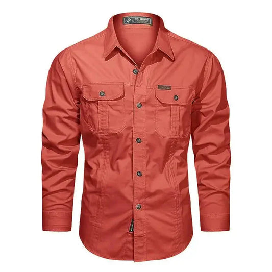 WW | Shirt Long Sleeve Lapel Collar Button Up Shirt Men's Shirt
