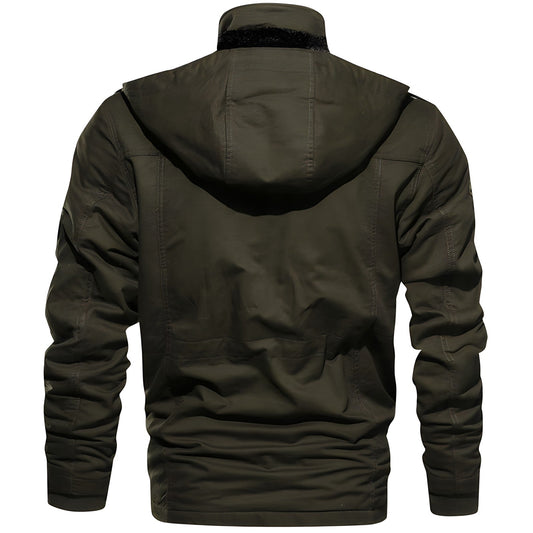 WW | Jacke mit Kapuze Taschen mit Fleece Gefütterte Jackejacke für Herren