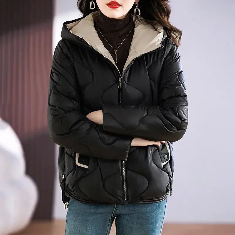 WW | Damen Steppjacke mit Kapuze und Reißverschluss