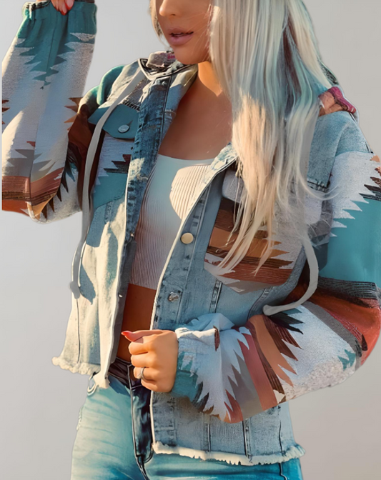 WW | Women's Multicolor Hooded Denim Jacket