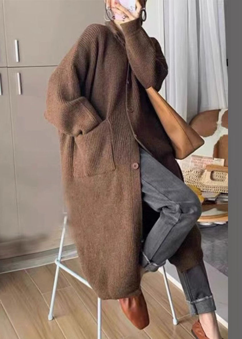 WW | Women's Long Cardigan with Collar and Pockets