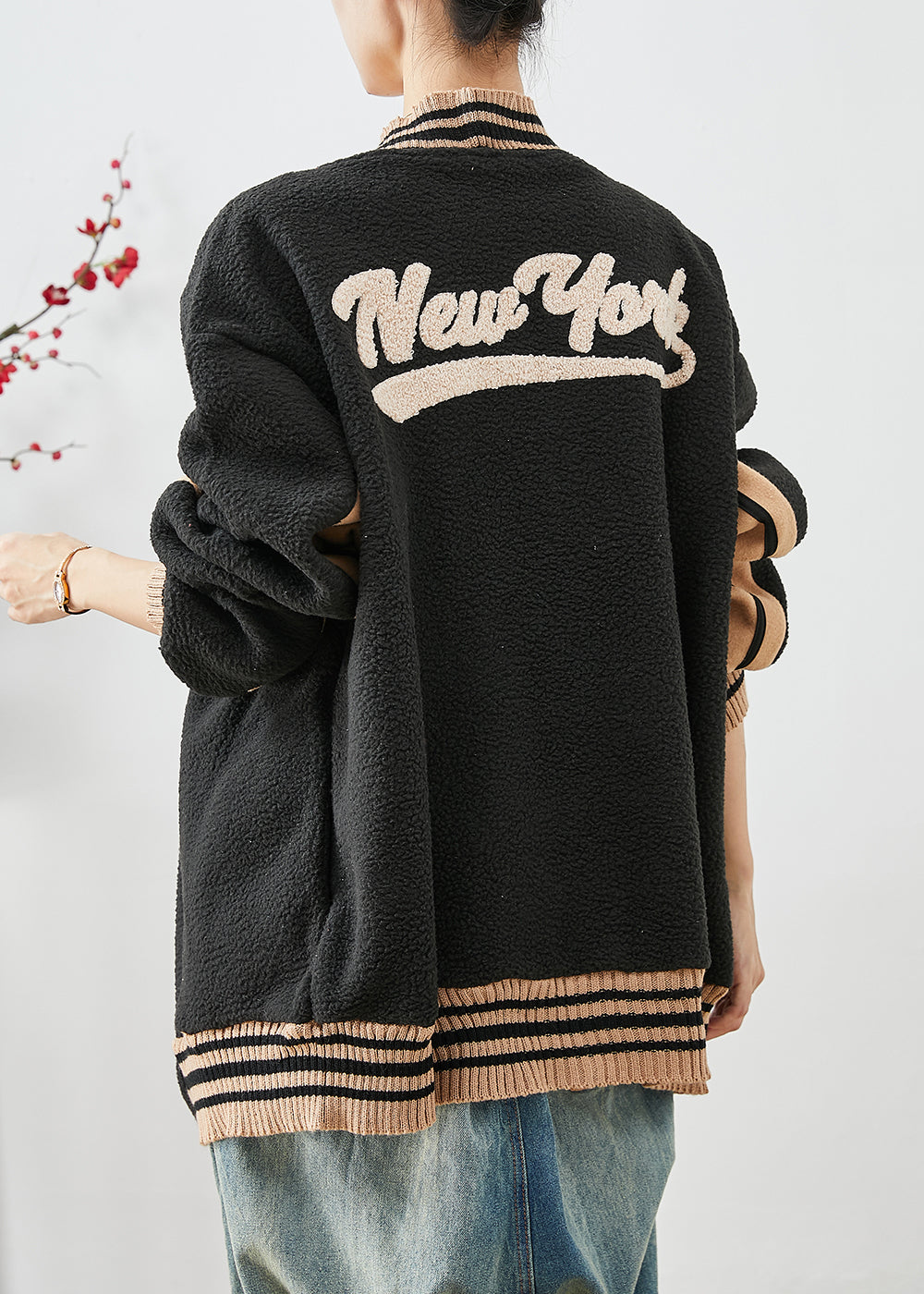 WW | Black Oversized Patchwork Teddy Faux Fur Coats