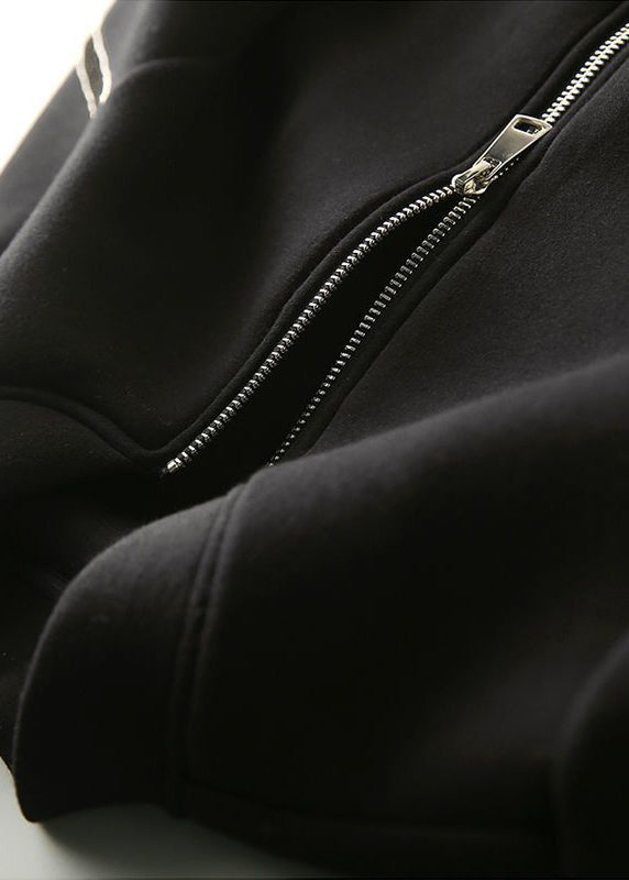 WW | Black Stand-Up Collar Oversized Cotton Jackets