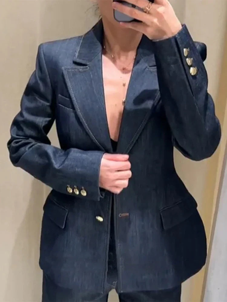 WW | Jacket High Waisted Jeans Office Two-Piece Suit