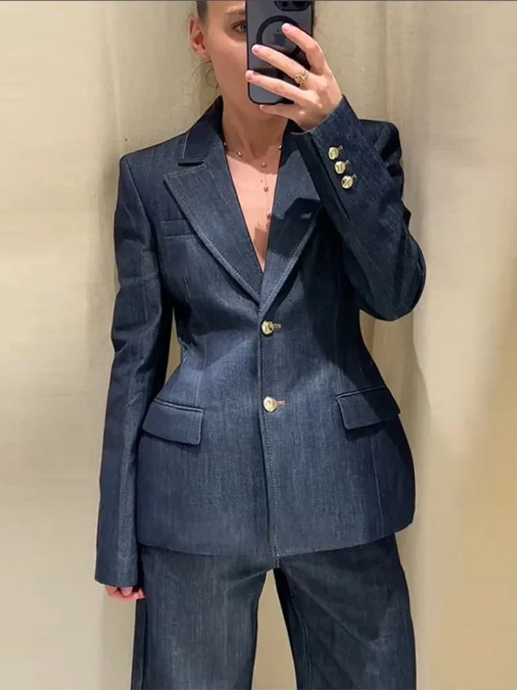 WW | Jacket High Waisted Jeans Office Two-Piece Suit