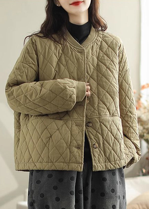 WW | Brown Plus Size Warm Fine Cotton Padded Coat Winter