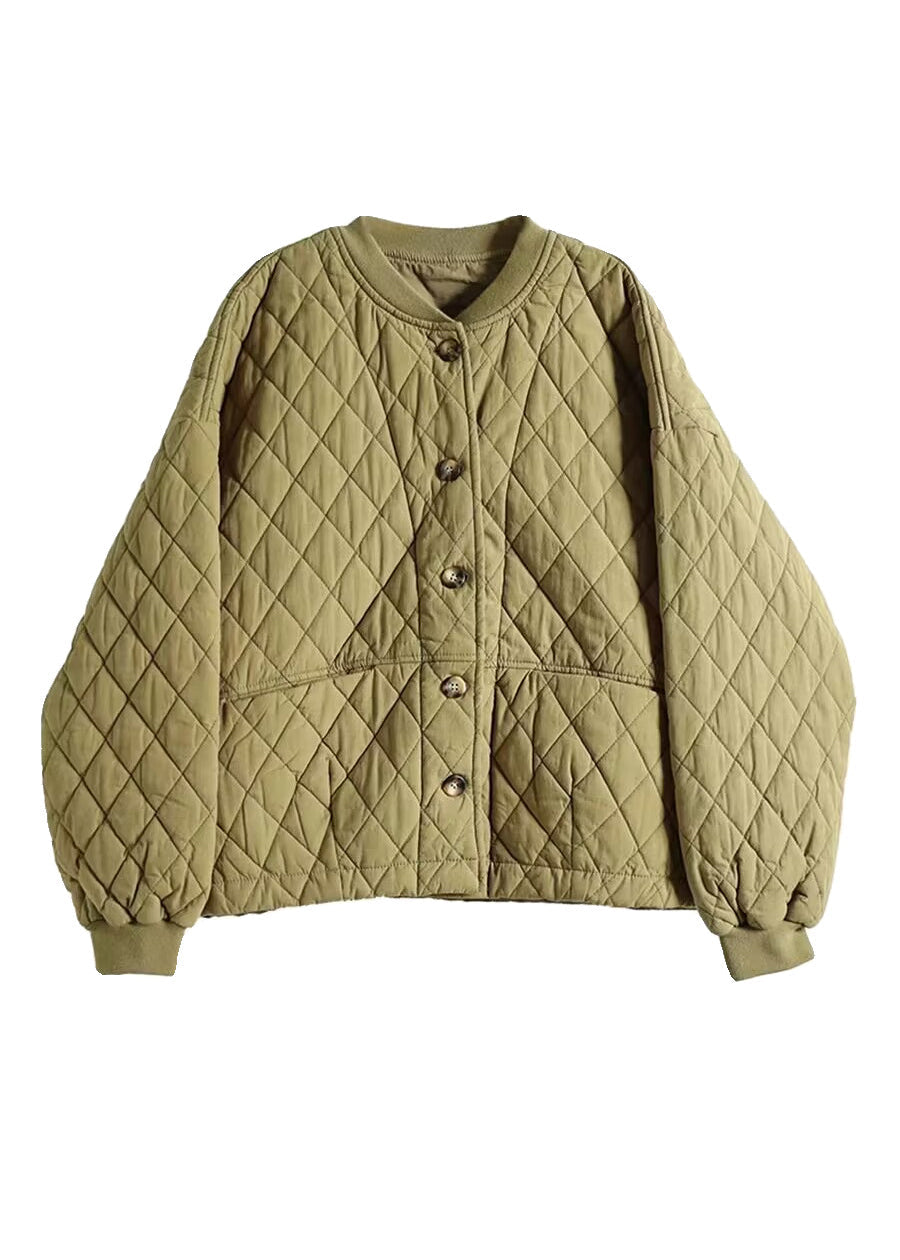 WW | Brown Plus Size Warm Fine Cotton Padded Coat Winter