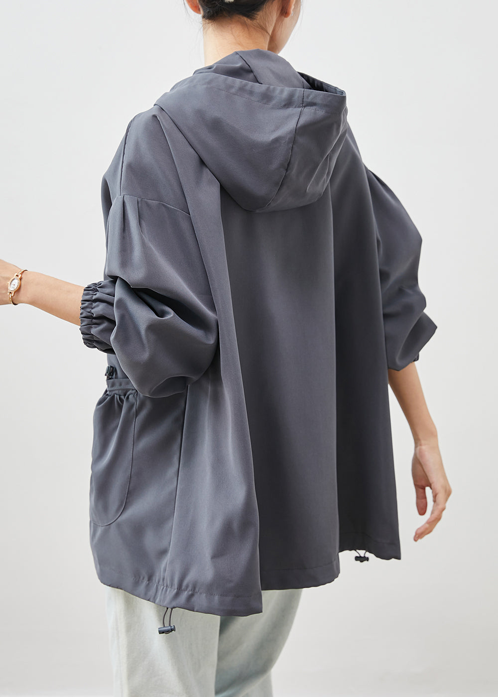 WW | Grey hooded jackets with pockets made of cotton