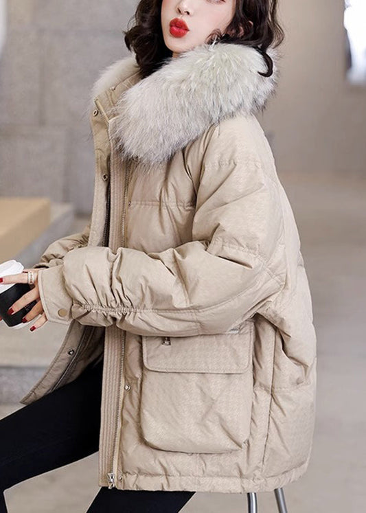 WW | Khaki Warme Taschen Fuchs Kragen Enten Daunenmäntel Winter