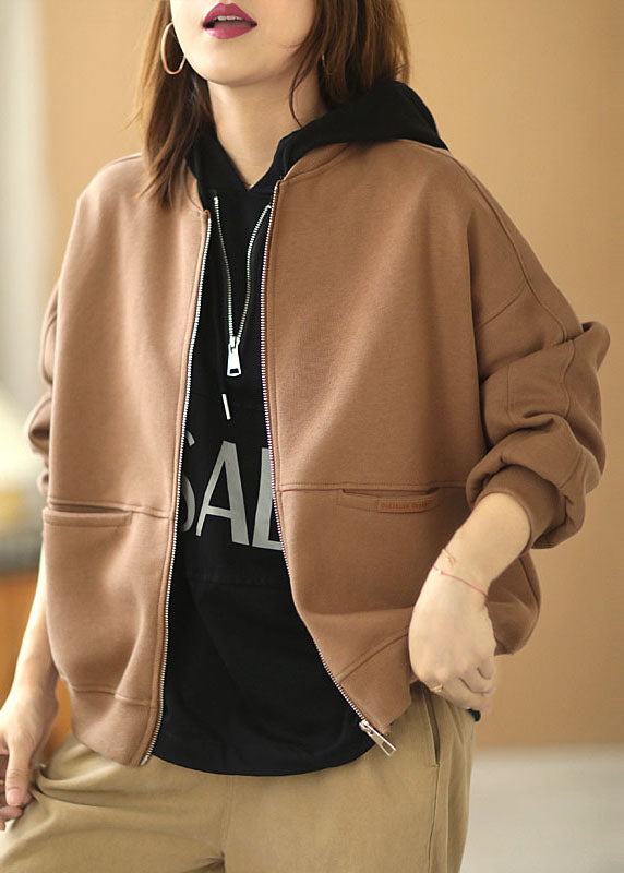 WW | Khaki Zip-Pocket Long Sleeve Coats