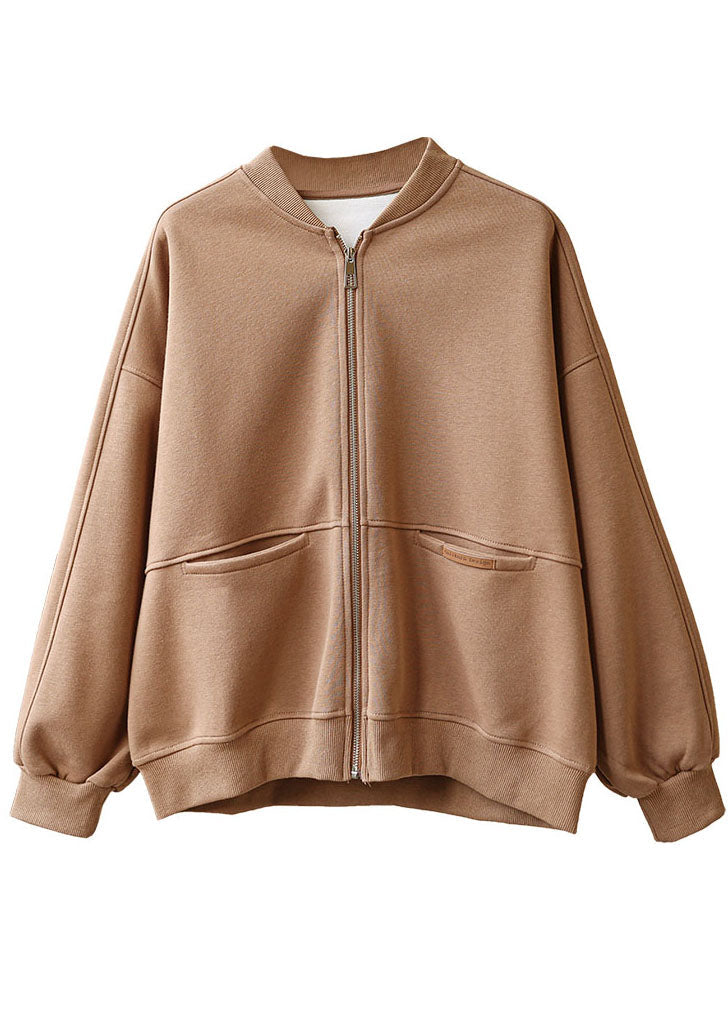 WW | Khaki Zip-Pocket Long Sleeve Coats