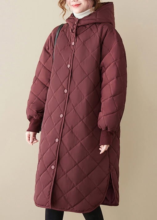 WW | Maulbeer Kapuzen-Patchwork Feine Baumwollgefüllte Mäntel Winter
