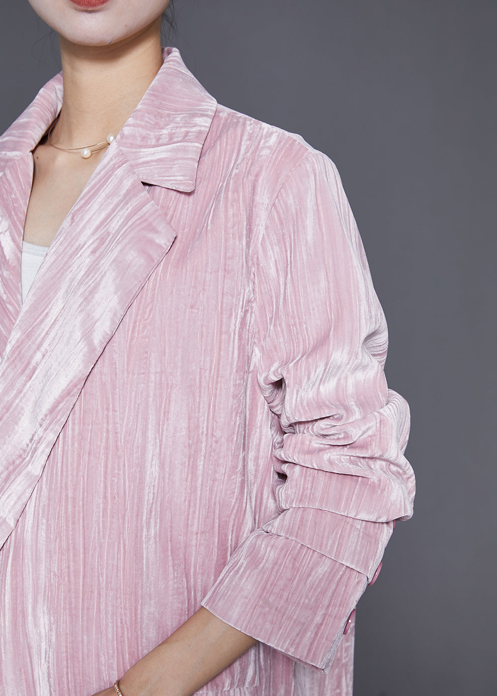 WW | Pink Notched Oversized Silk Velvet Jackets