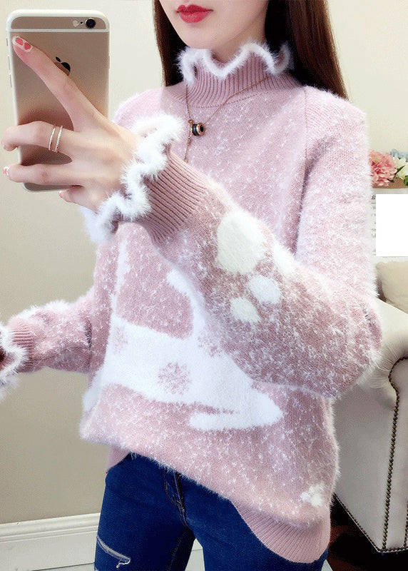 WW | Gemütliche Pullover für Frauen mit Rüschen und dickem Strick aus Nerz