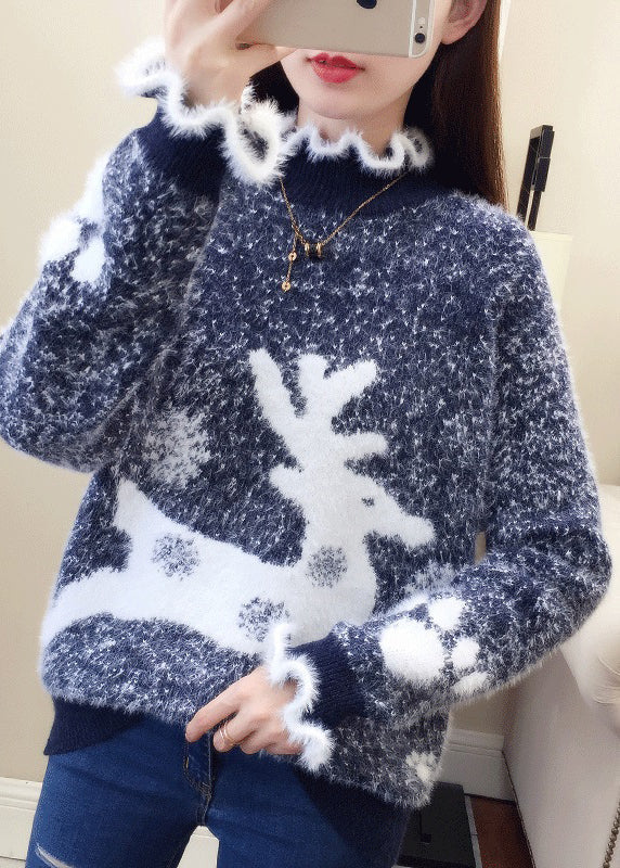 WW | Casual Sweater with Ruffles and Thick Mink Hair Knit