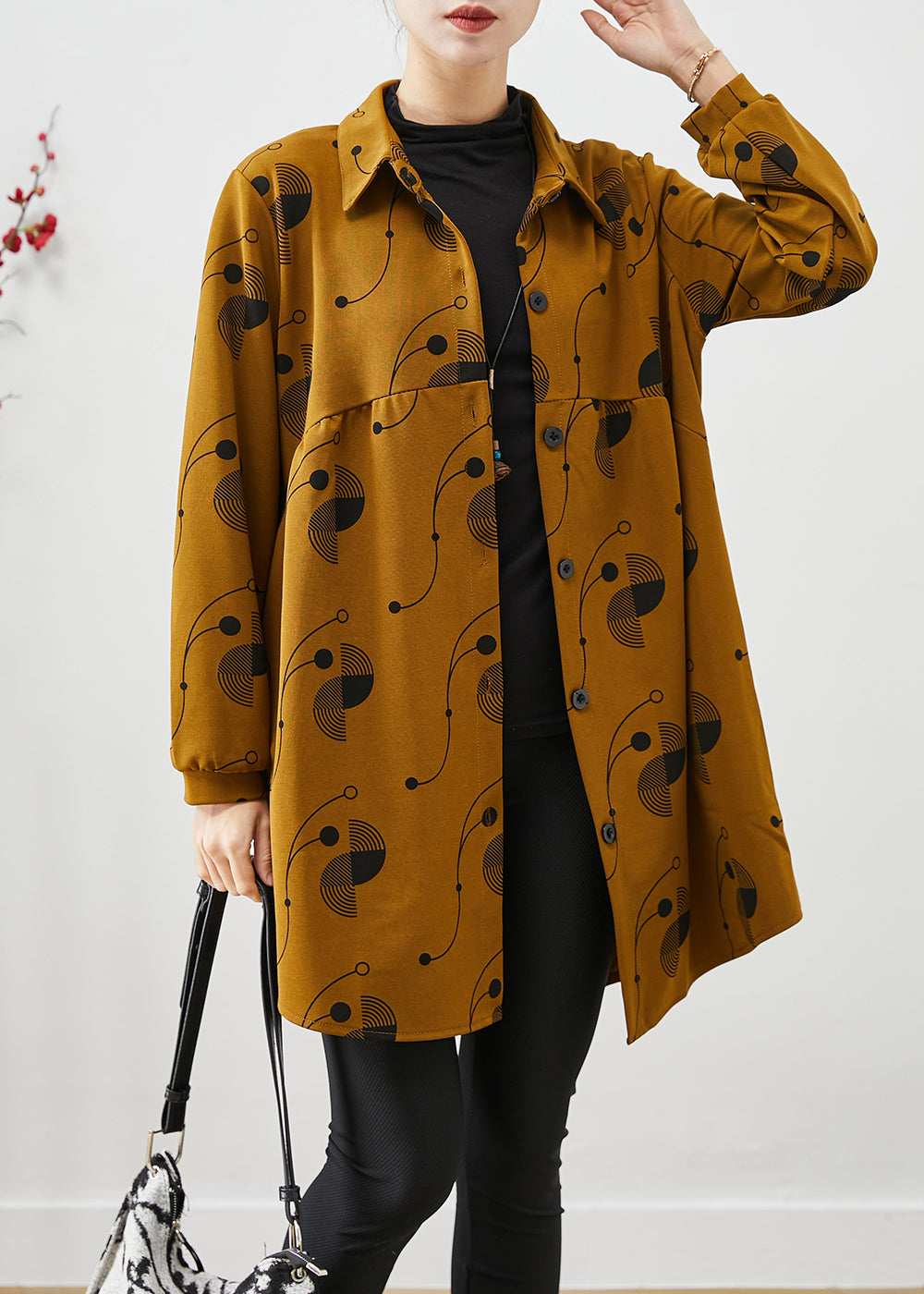WW | Yellow Oversized Print Cotton Coats