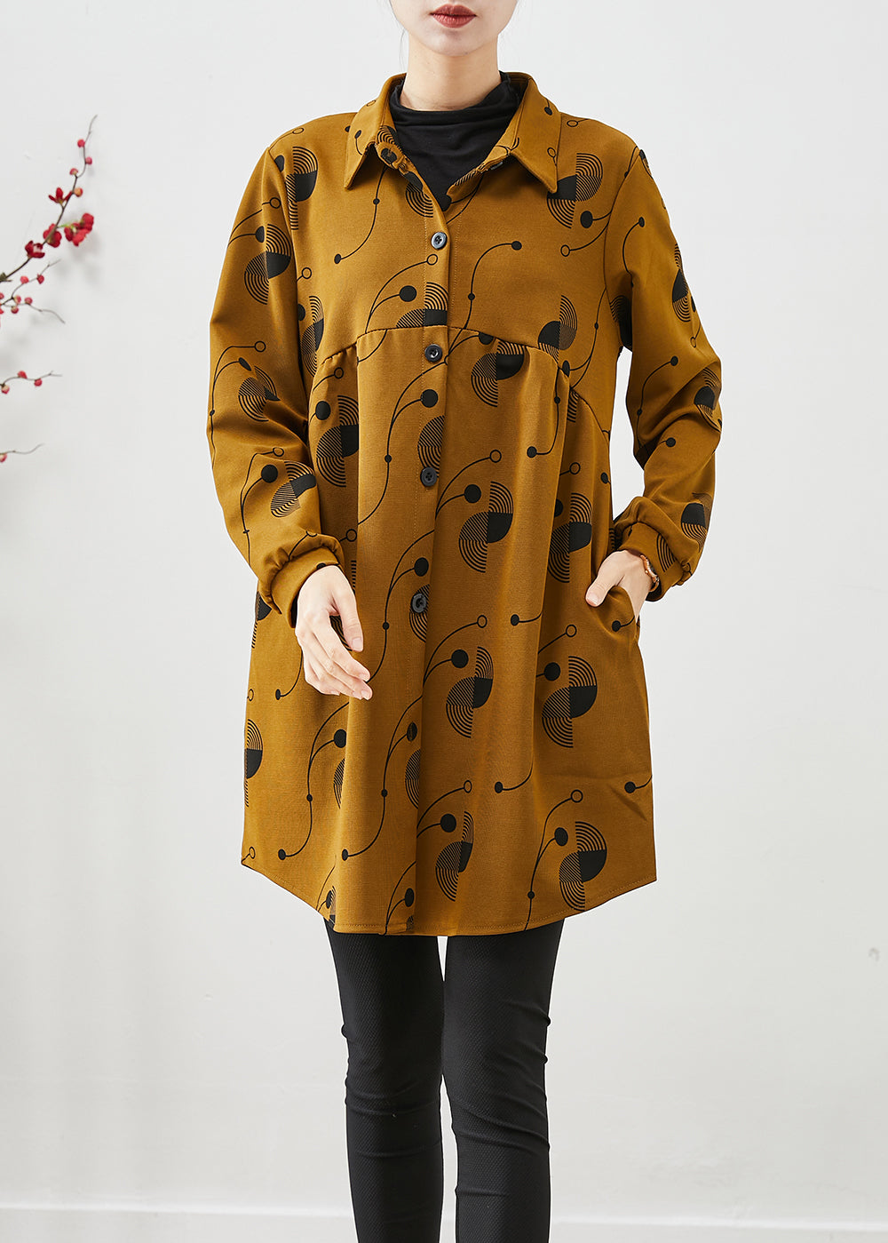 WW | Yellow Oversized Print Cotton Coats