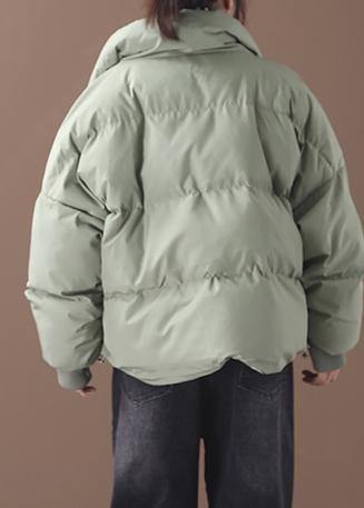 WW | green down coat winter trendy plus-size down jacket two pockets stand-up collar jackets