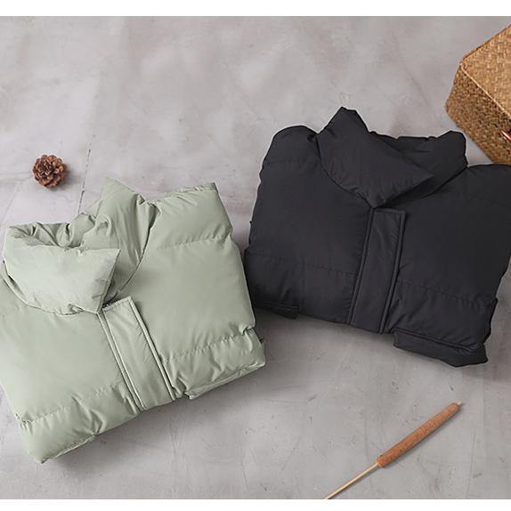 WW | green down coat winter trendy plus-size down jacket two pockets stand-up collar jackets