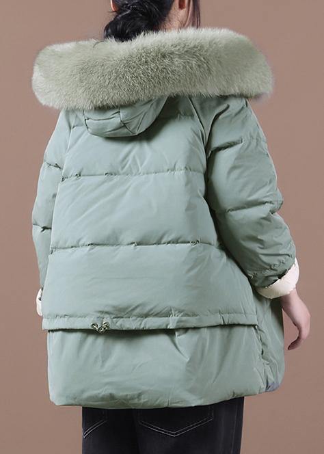 WW | grüner warmer Wintermantel Übergrößen Kleidung Parka mit Kapuze und Pelzkragen Mäntel