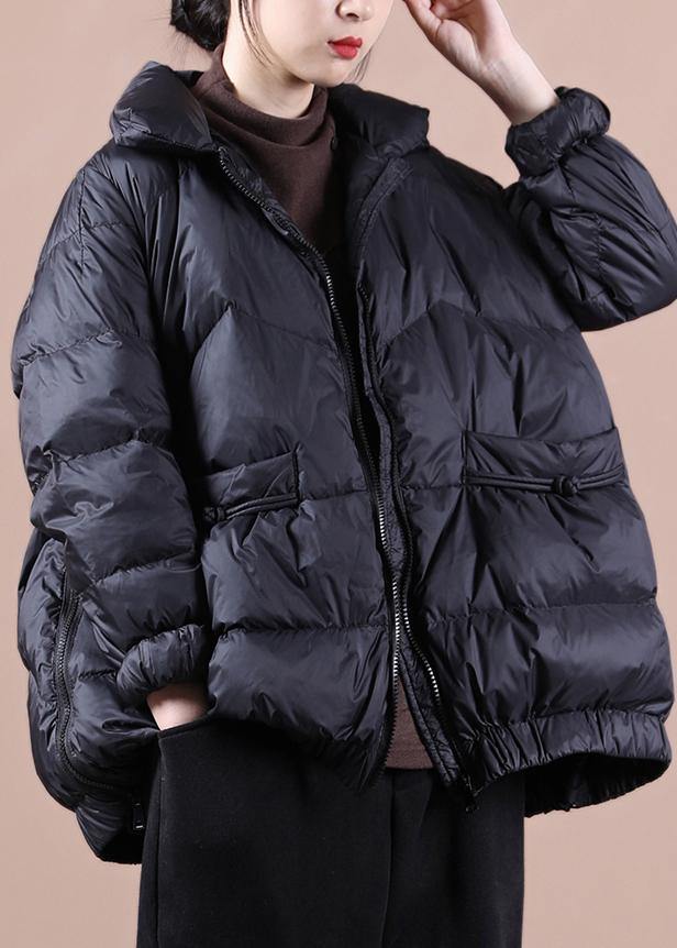 WW | Plus-Size-Bekleidung Damen Parka mit Reißverschluss schwarzer Stehkragen warme Winterjacken