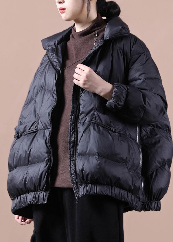WW | Plus-Size-Bekleidung Damen Parka mit Reißverschluss schwarzer Stehkragen warme Winterjacken