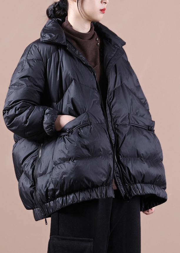 WW | Plus Size Women's Parka with Zipper Black Stand-Up Collar Warm Winter Jackets