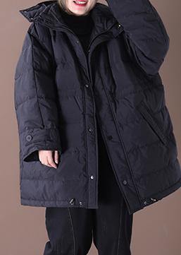 WW | Plus-Size Schneejacken Übermantel Schwarz Mit Kapuze Taschen Entenfedermantel