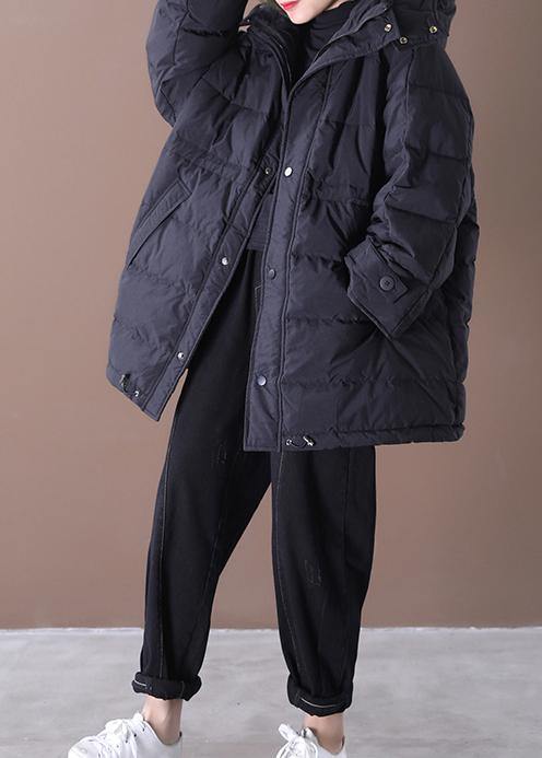 WW | Plus-Size Snow Jackets Overcoat Black Hooded Pockets Duck Down Coat