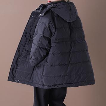 WW | Plus-Size Snow Jackets Overcoat Black Hooded Pockets Duck Down Coat