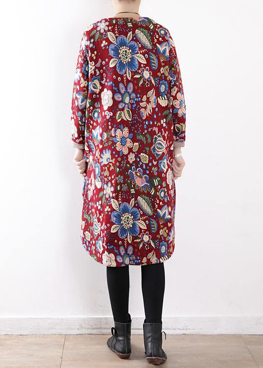 WW | Plus-Size Snow Jackets V-Neck Winter Outerwear Red Prints Warm WW | Outfit