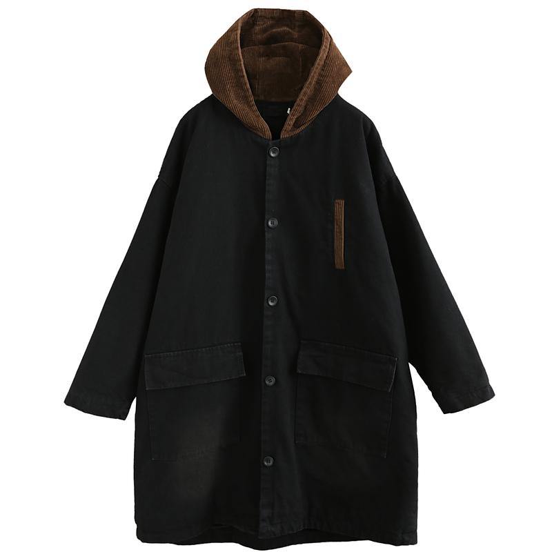 WW | Plus-Size Schnee-Outwear schwarze kapuzen Patchwork Damenmäntel