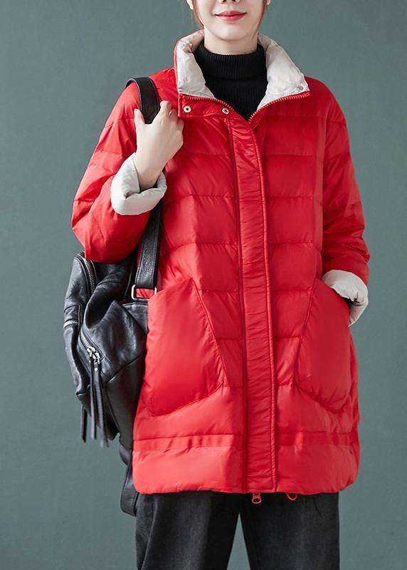 WW | red down jacket woman stand-up collar pockets WW | jackets