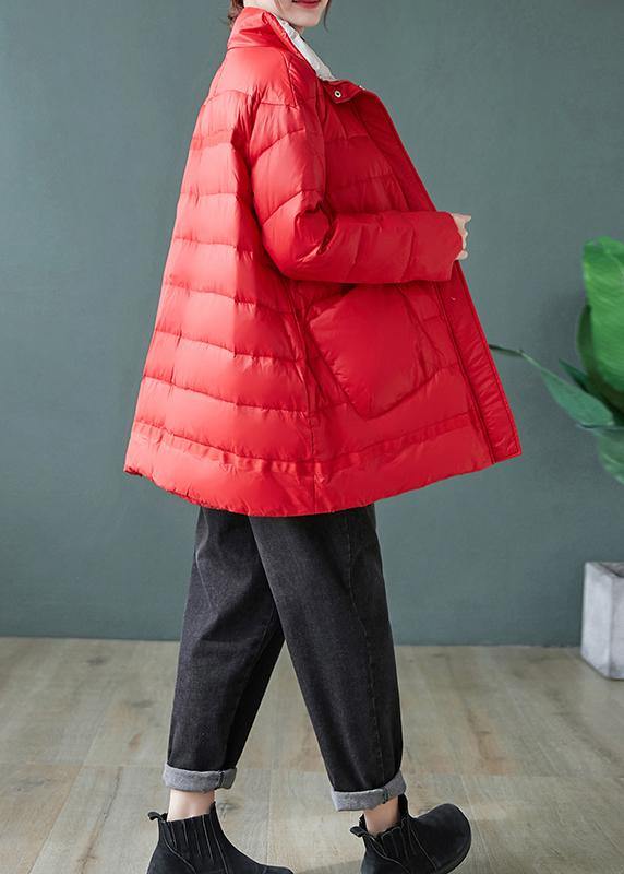 WW | red down jacket woman stand-up collar pockets WW | jackets