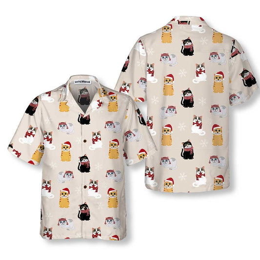 WW | Cat with Santa Claus Hat Hawaiian Shirt, Christmas Cat Shirt, Best Christmas Gift