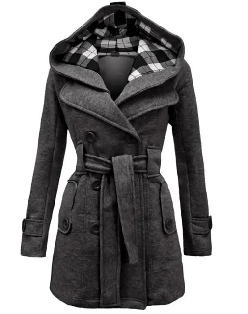 WW | Damen Trenchcoat mit Kapuze und Gürtel