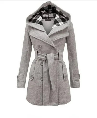 WW | Damen Trenchcoat mit Kapuze und Gürtel